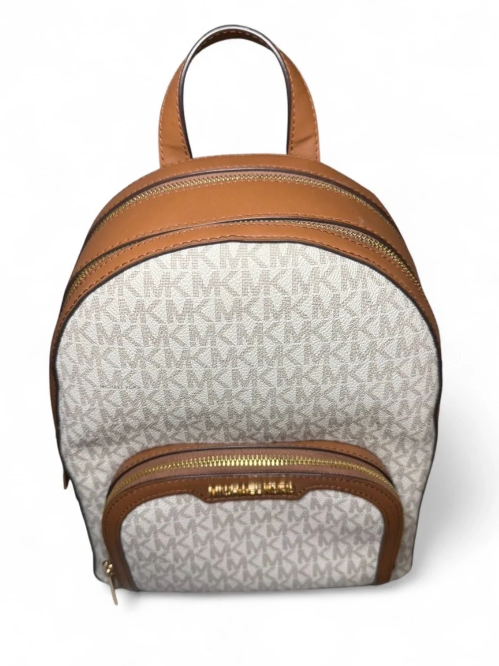 🤎 NWOT Michael Kors Jaycee Medium Logo Backpack - Vanilla/Acorn 🤎